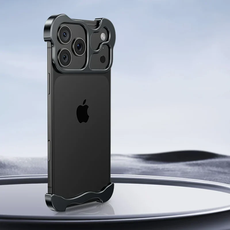 Randloos Aluminium iPhone Hoesje Minimalistisch Design Anti-Kras Bescherming 7 Kleuren 12 13 14 15 16 17 Pro Max | Sansoti