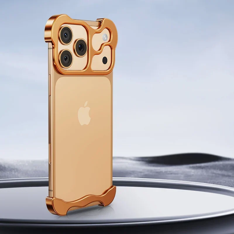 Randloos Aluminium iPhone Hoesje Minimalistisch Design Anti-Kras Bescherming 7 Kleuren 12 13 14 15 16 17 Pro Max | Sansoti