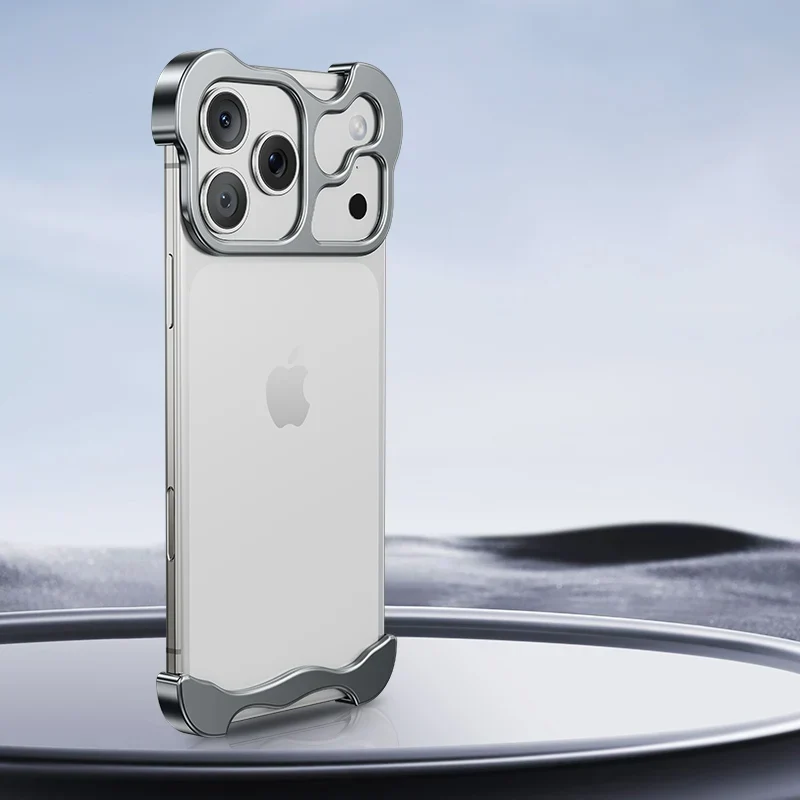 Randloos Aluminium iPhone Hoesje Minimalistisch Design Anti-Kras Bescherming 7 Kleuren 12 13 14 15 16 17 Pro Max | Sansoti