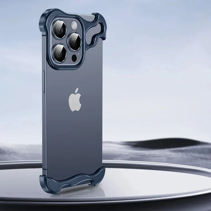 Randloos Aluminium iPhone Hoesje Minimalistisch Design Anti-Kras Bescherming 7 Kleuren 12 13 14 15 16 17 Pro Max | Sansoti