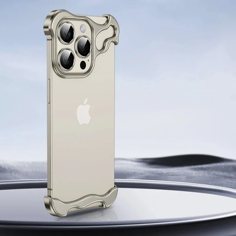 Randloos Aluminium iPhone Hoesje Minimalistisch Design Anti-Kras Bescherming 7 Kleuren 12 13 14 15 16 17 Pro Max | Sansoti