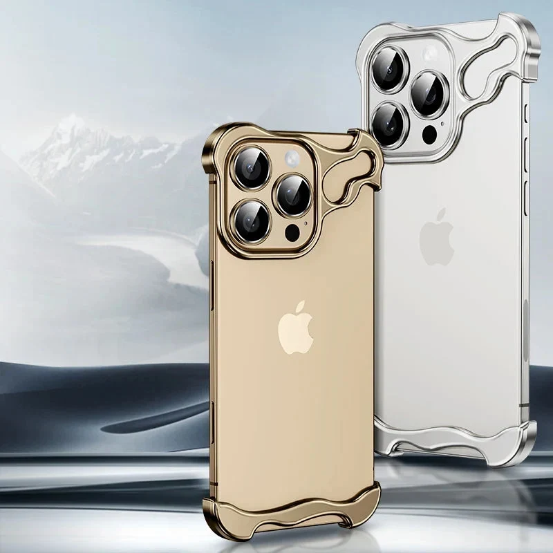 Randloos Aluminium iPhone Hoesje Minimalistisch Design Anti-Kras Bescherming 7 Kleuren 12 13 14 15 16 17 Pro Max | Sansoti