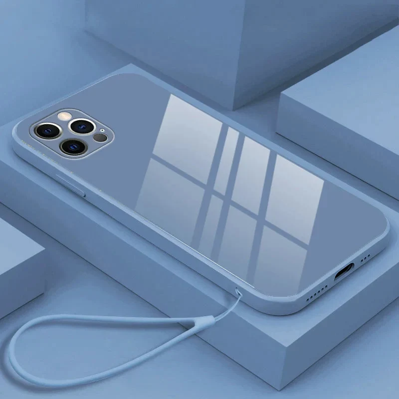 Gehard Glazen Telefoonhoesje met Polsbandje iPhone – Schokbestendig Transparant Cover Camera Bescherming | Sansoti