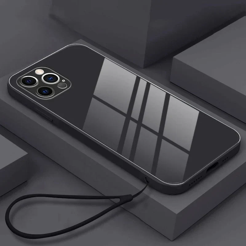 Gehard Glazen Telefoonhoesje met Polsbandje iPhone – Schokbestendig Transparant Cover Camera Bescherming | Sansoti
