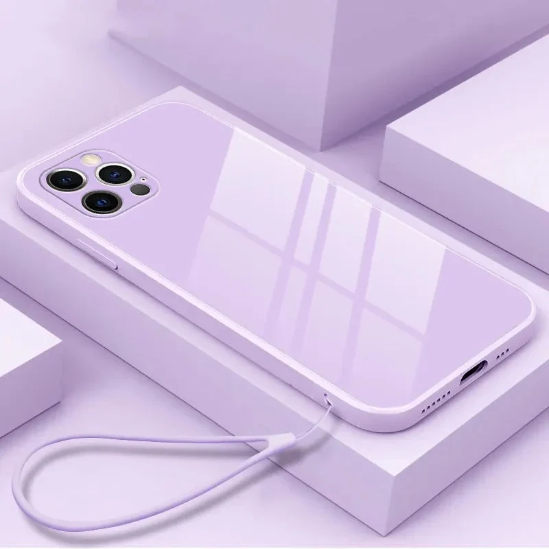Gehard Glazen Telefoonhoesje met Polsbandje iPhone – Schokbestendig Transparant Cover Camera Bescherming | Sansoti