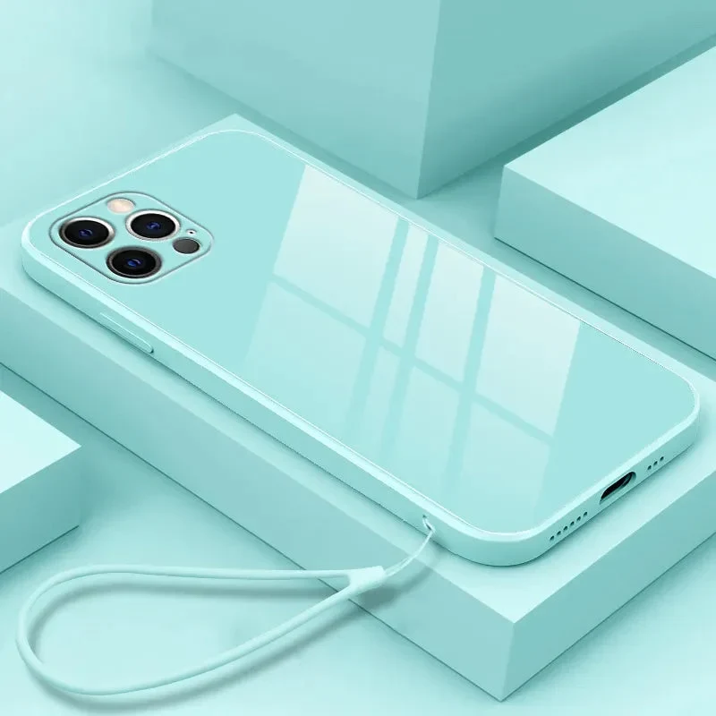 Gehard Glazen Telefoonhoesje met Polsbandje iPhone – Schokbestendig Transparant Cover Camera Bescherming | Sansoti