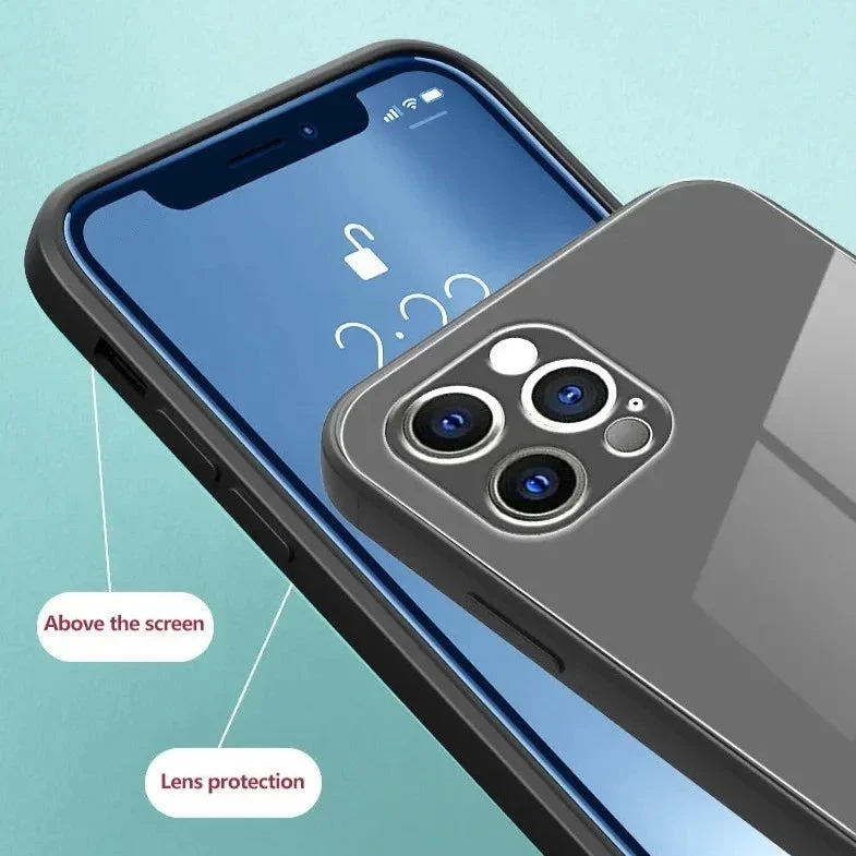 Gehard Glazen Telefoonhoesje met Polsbandje iPhone – Schokbestendig Transparant Cover Camera Bescherming | Sansoti