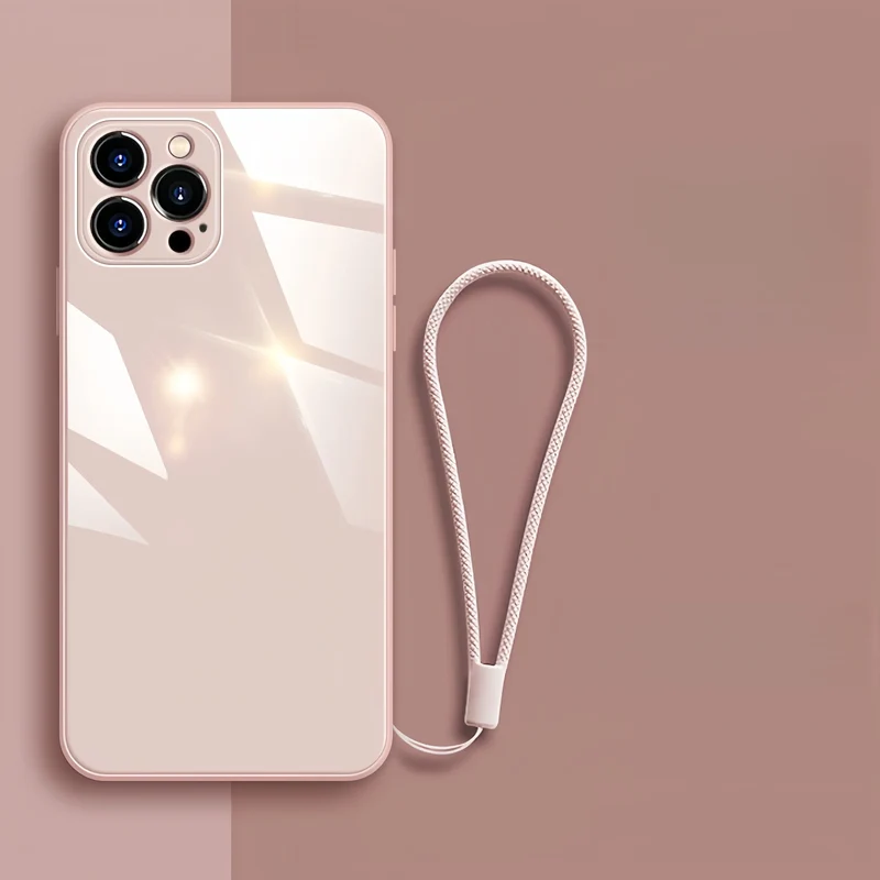 Gehard Glazen Telefoonhoesje met Polsbandje iPhone – Schokbestendig Transparant Cover Camera Bescherming | Sansoti