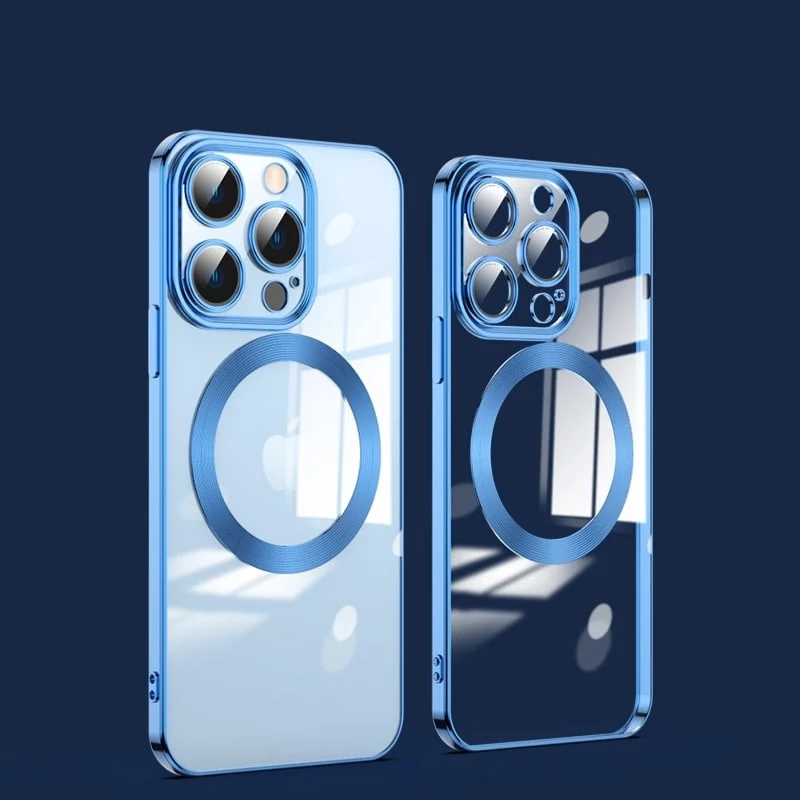 Transparante MagSafe Telefoonhoes met Gehard Glas Camerabescherming Shockproof voor iPhone 11 tot 17 Pro Max | Sansoti
