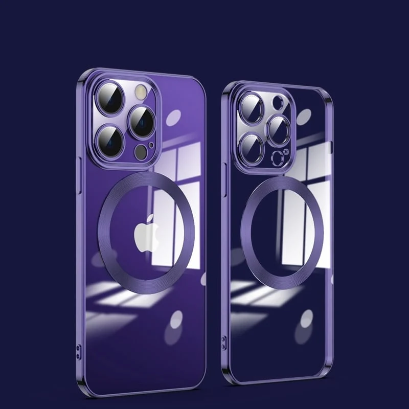 Transparante MagSafe Telefoonhoes met Gehard Glas Camerabescherming Shockproof voor iPhone 11 tot 17 Pro Max | Sansoti