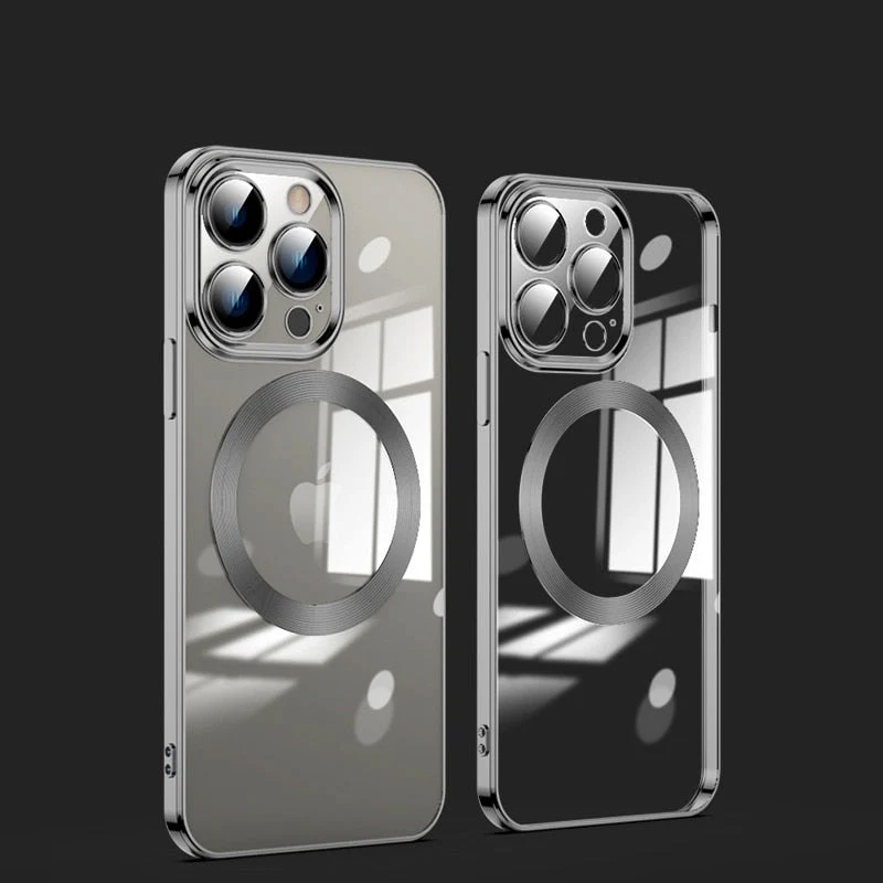 Transparante MagSafe Telefoonhoes met Gehard Glas Camerabescherming Shockproof voor iPhone 11 tot 17 Pro Max | Sansoti