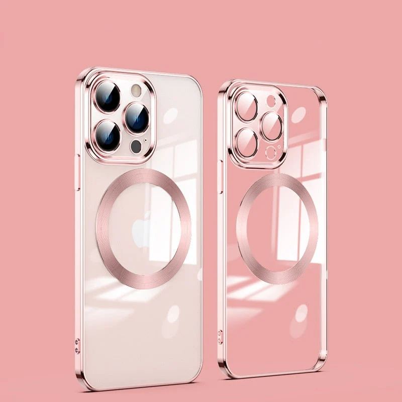 Transparante MagSafe Telefoonhoes met Gehard Glas Camerabescherming Shockproof voor iPhone 11 tot 17 Pro Max | Sansoti