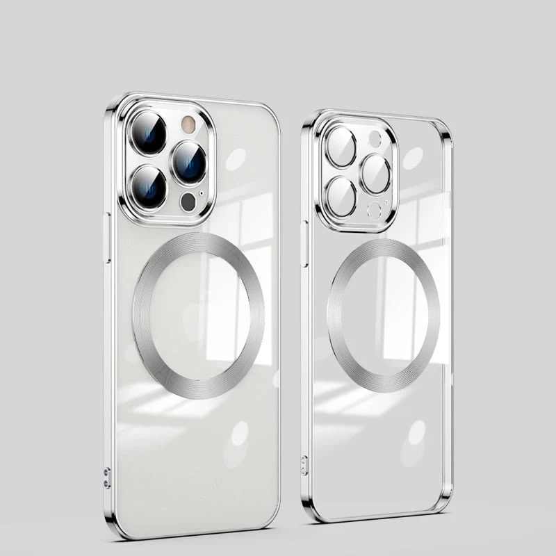 Transparante MagSafe Telefoonhoes met Gehard Glas Camerabescherming Shockproof voor iPhone 11 tot 17 Pro Max | Sansoti