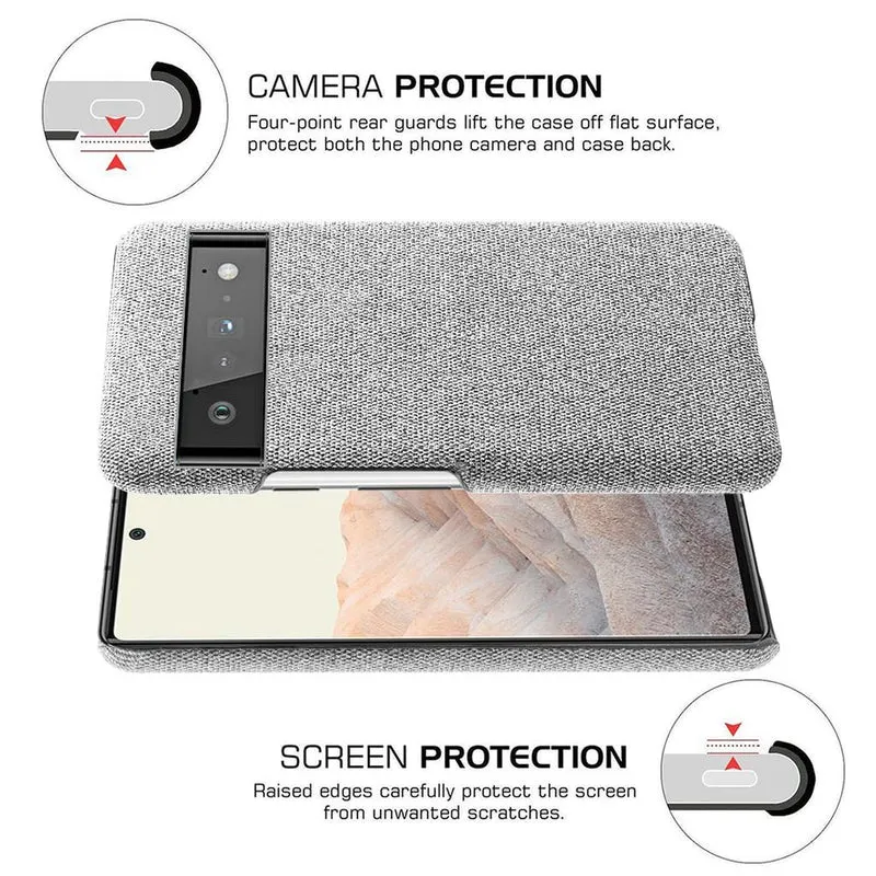 Telefoonhoesje met Stoffen Textuur voor Google Pixel 5 tot 11 Pro XL Schokbestendig Duurzaam Beschermhoes | Sansoti
