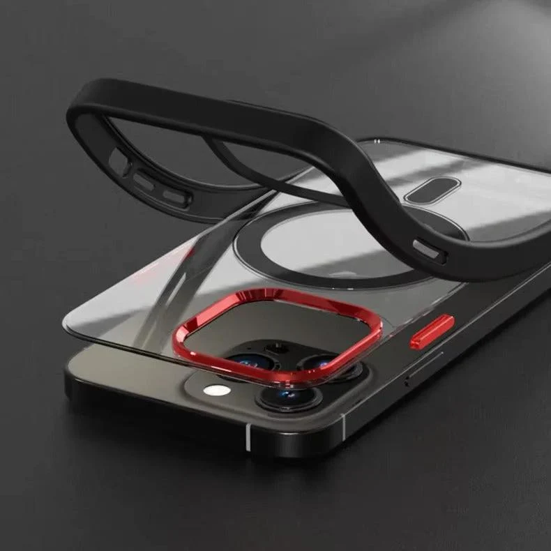 Magnetische Telefoonhoes met Metalen Lensring voor iPhone 13-17 Transparant Schokbestendig Beschermhoes | Sansoti