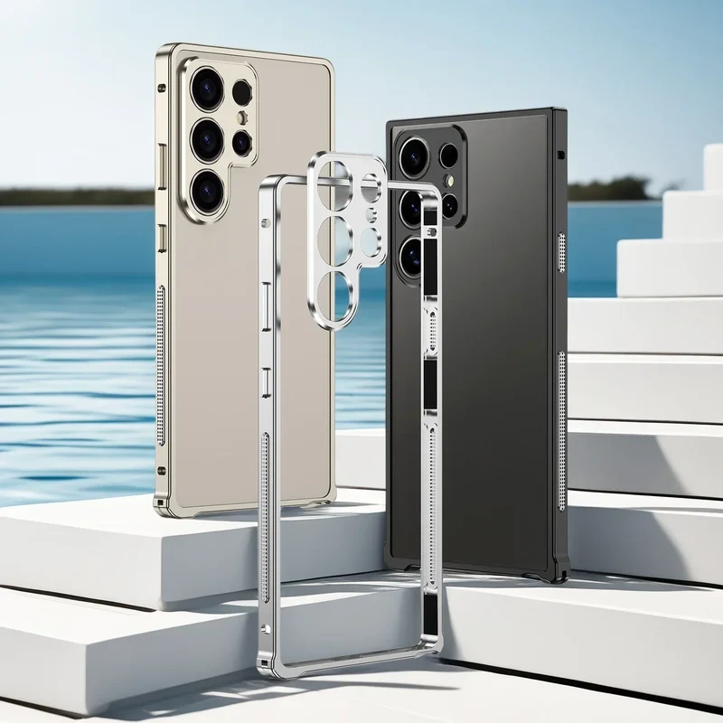 Aluminium Bumper Hoesje Samsung Galaxy Beschermframe Metalen Rand Schokbestendig Telefoonhoesje S22-S26 | Sansoti