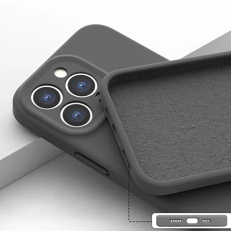 Zacht Siliconen iPhone Hoesje met Verhoogde Rand Camera Bescherming 14 15 16 17 Minimalistische Stijl | Sansoti