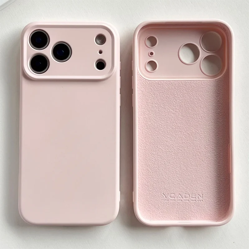 Zacht Siliconen iPhone Hoesje met Verhoogde Rand Camera Bescherming 14 15 16 17 Minimalistische Stijl | Sansoti