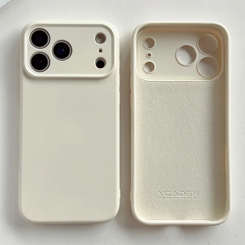 Zacht Siliconen iPhone Hoesje met Verhoogde Rand Camera Bescherming 14 15 16 17 Minimalistische Stijl | Sansoti