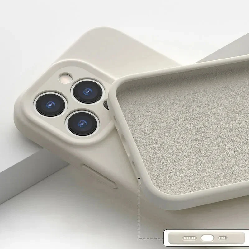 Zacht Siliconen iPhone Hoesje met Verhoogde Rand Camera Bescherming 14 15 16 17 Minimalistische Stijl | Sansoti