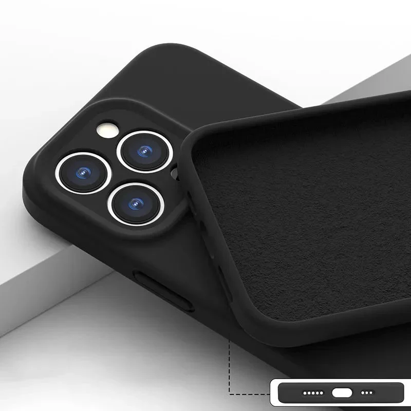 Zacht Siliconen iPhone Hoesje met Verhoogde Rand Camera Bescherming 14 15 16 17 Minimalistische Stijl | Sansoti