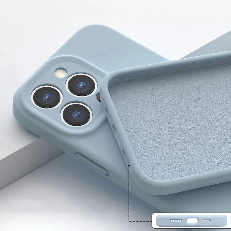 Zacht Siliconen iPhone Hoesje met Verhoogde Rand Camera Bescherming 14 15 16 17 Minimalistische Stijl | Sansoti