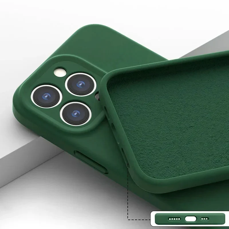 Zacht Siliconen iPhone Hoesje met Verhoogde Rand Camera Bescherming 14 15 16 17 Minimalistische Stijl | Sansoti