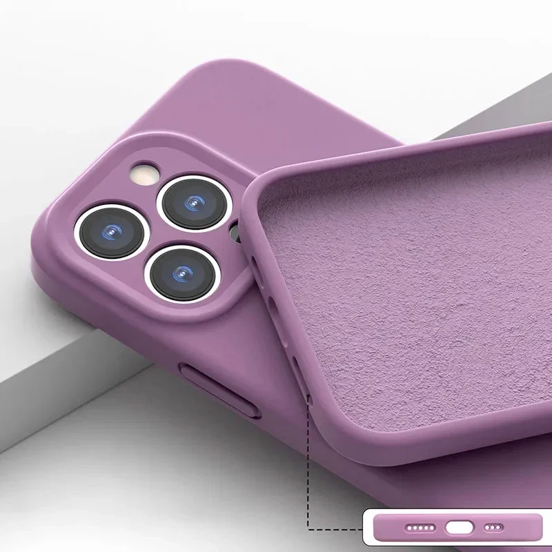 Zacht Siliconen iPhone Hoesje met Verhoogde Rand Camera Bescherming 14 15 16 17 Minimalistische Stijl | Sansoti
