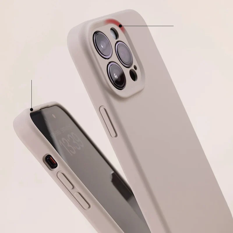 Zacht Siliconen iPhone Hoesje met Verhoogde Rand Camera Bescherming 14 15 16 17 Minimalistische Stijl | Sansoti