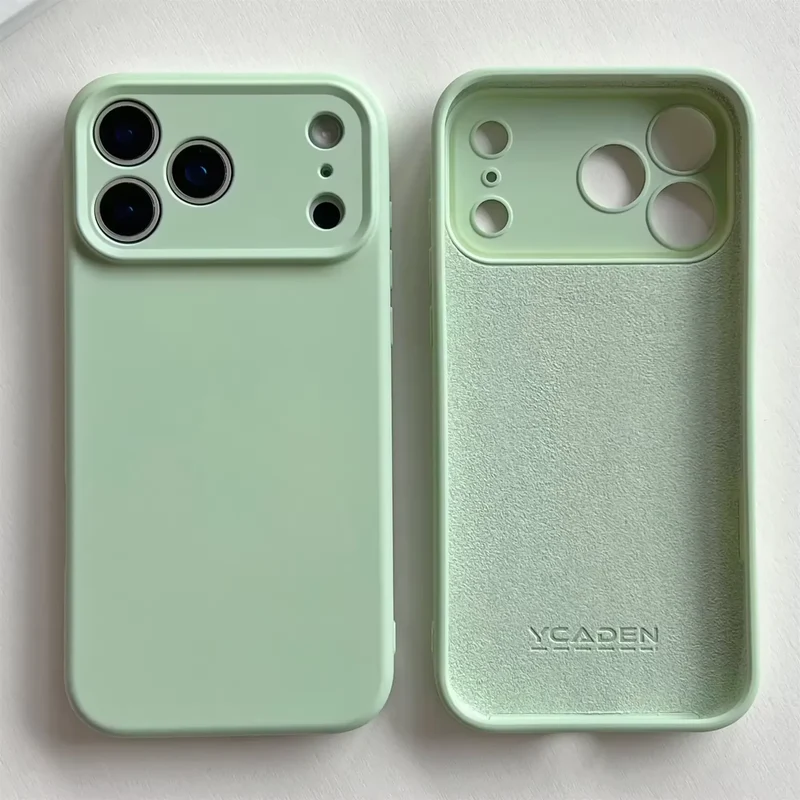 Zacht Siliconen iPhone Hoesje met Verhoogde Rand Camera Bescherming 14 15 16 17 Minimalistische Stijl | Sansoti