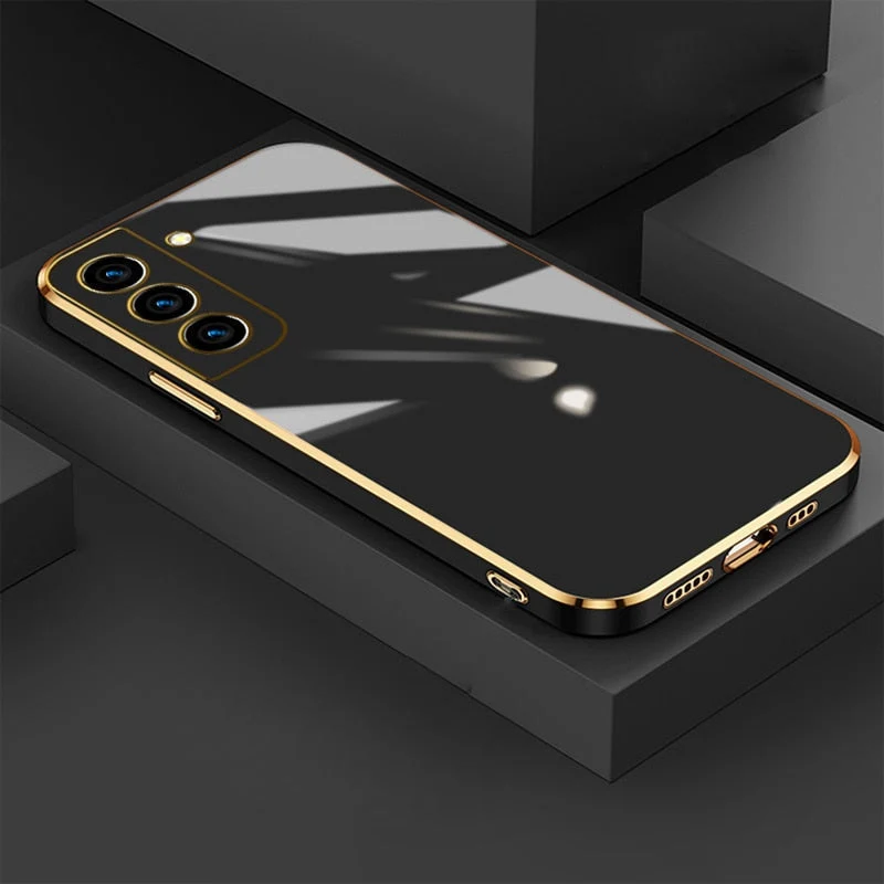Telefoonhoesje met Goudkleurige Rand voor Samsung Galaxy | TPU Beschermhoes met Zachte Microfiber Voering | Sansoti