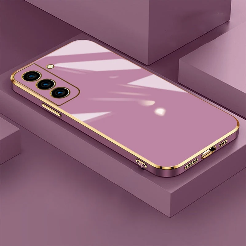 Telefoonhoesje met Goudkleurige Rand voor Samsung Galaxy | TPU Beschermhoes met Zachte Microfiber Voering | Sansoti