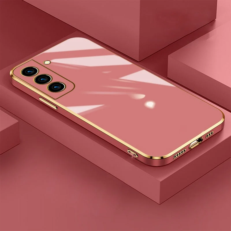 Telefoonhoesje met Goudkleurige Rand voor Samsung Galaxy | TPU Beschermhoes met Zachte Microfiber Voering | Sansoti