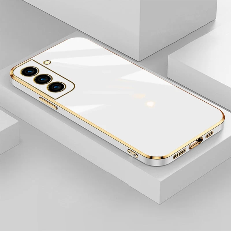 Telefoonhoesje met Goudkleurige Rand voor Samsung Galaxy | TPU Beschermhoes met Zachte Microfiber Voering | Sansoti