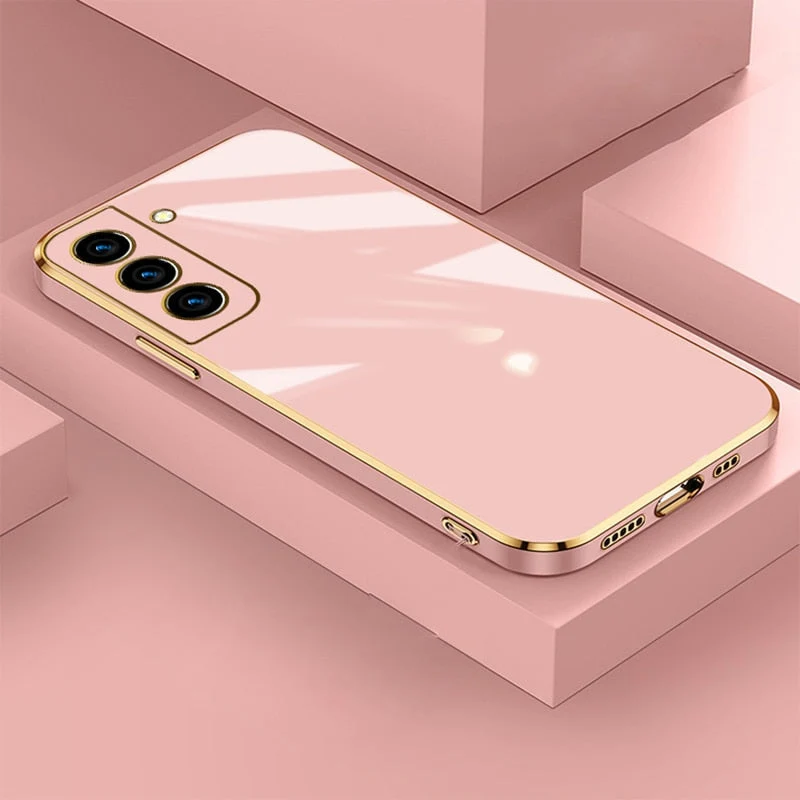 Telefoonhoesje met Goudkleurige Rand voor Samsung Galaxy | TPU Beschermhoes met Zachte Microfiber Voering | Sansoti