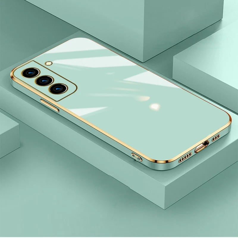 Telefoonhoesje met Goudkleurige Rand voor Samsung Galaxy | TPU Beschermhoes met Zachte Microfiber Voering | Sansoti
