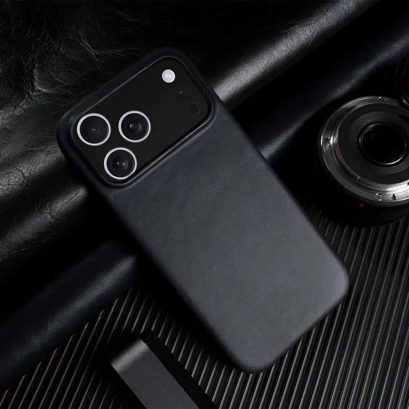Leren iPhone Hoesje met Magnetische Ring | Draadloos Opladen | MagSafe Compatibel voor iPhone 11-17 Pro Max | Sansoti