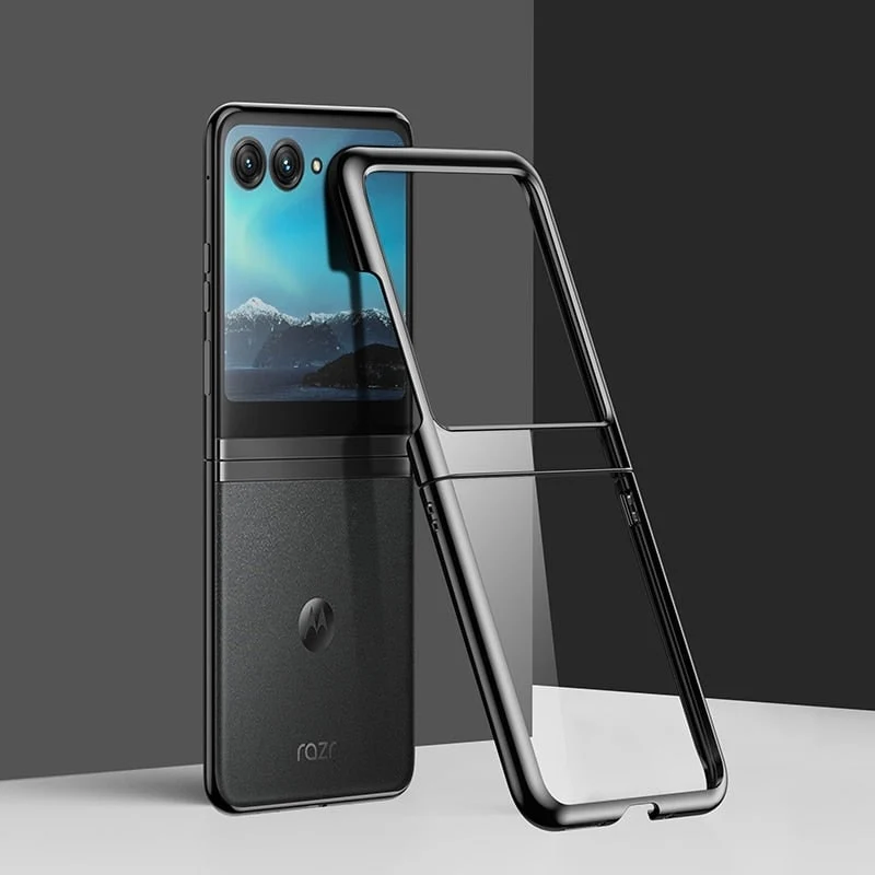 Opvouwbare Smartphone Hoesje Transparant TPU Metalen Randen Scharnierbescherming Krasbestendig Beschermhoes | Sansoti