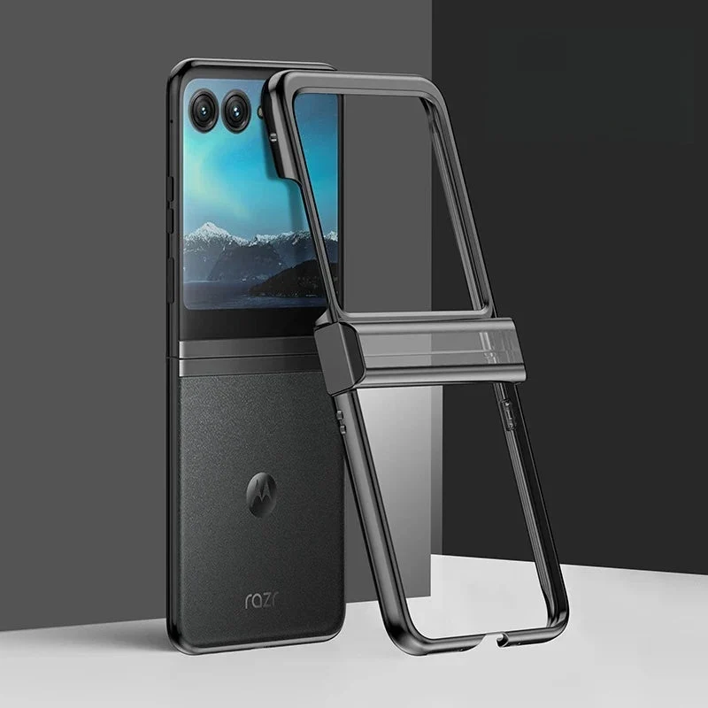 Opvouwbare Smartphone Hoesje Transparant TPU Metalen Randen Scharnierbescherming Krasbestendig Beschermhoes | Sansoti