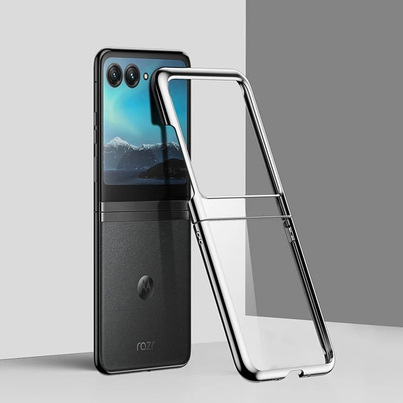Opvouwbare Smartphone Hoesje Transparant TPU Metalen Randen Scharnierbescherming Krasbestendig Beschermhoes | Sansoti