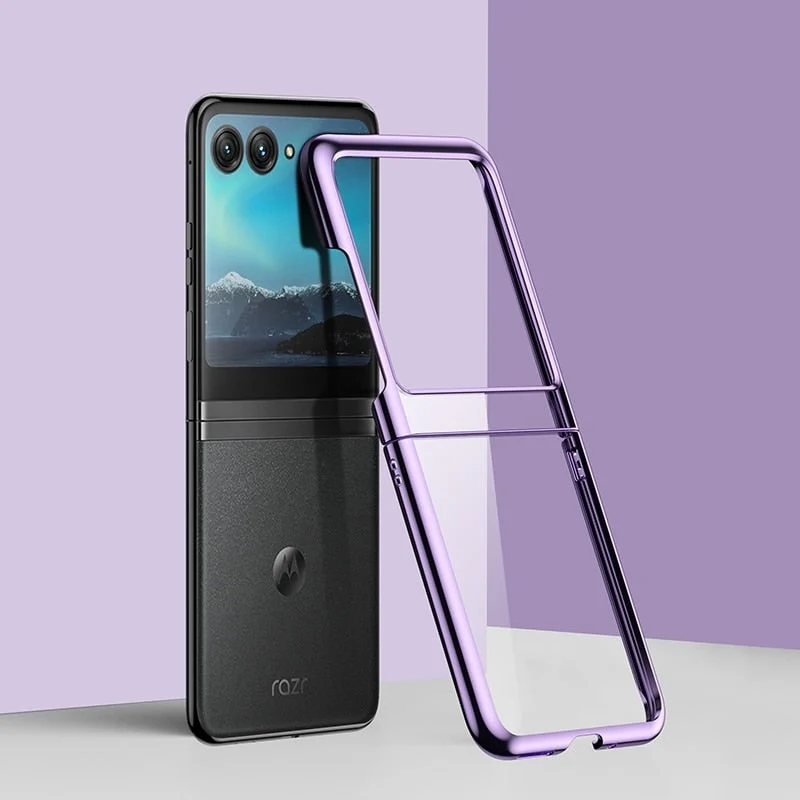 Opvouwbare Smartphone Hoesje Transparant TPU Metalen Randen Scharnierbescherming Krasbestendig Beschermhoes | Sansoti