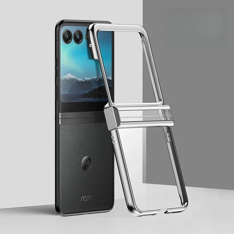 Opvouwbare Smartphone Hoesje Transparant TPU Metalen Randen Scharnierbescherming Krasbestendig Beschermhoes | Sansoti