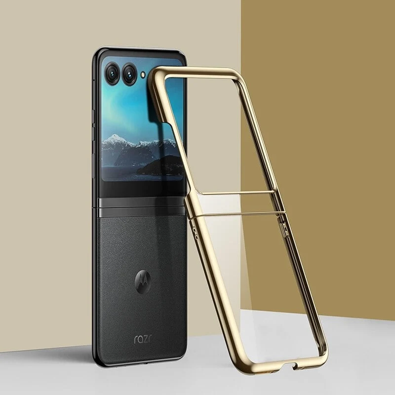 Opvouwbare Smartphone Hoesje Transparant TPU Metalen Randen Scharnierbescherming Krasbestendig Beschermhoes | Sansoti