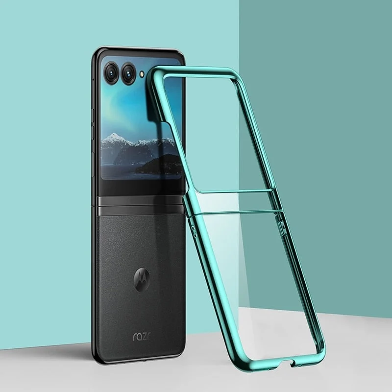 Opvouwbare Smartphone Hoesje Transparant TPU Metalen Randen Scharnierbescherming Krasbestendig Beschermhoes | Sansoti