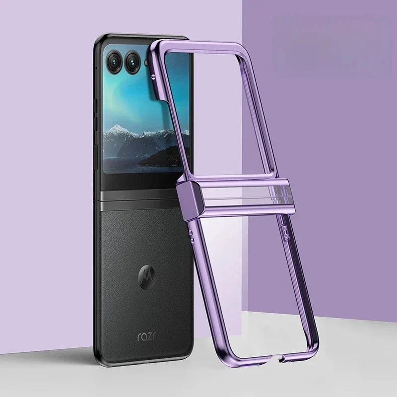 Opvouwbare Smartphone Hoesje Transparant TPU Metalen Randen Scharnierbescherming Krasbestendig Beschermhoes | Sansoti