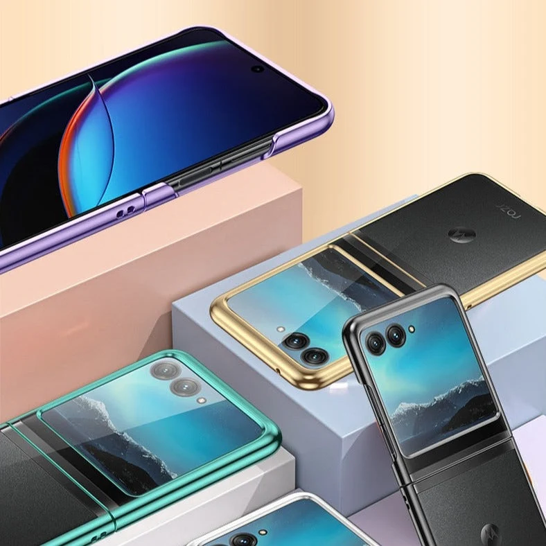 Opvouwbare Smartphone Hoesje Transparant TPU Metalen Randen Scharnierbescherming Krasbestendig Beschermhoes | Sansoti