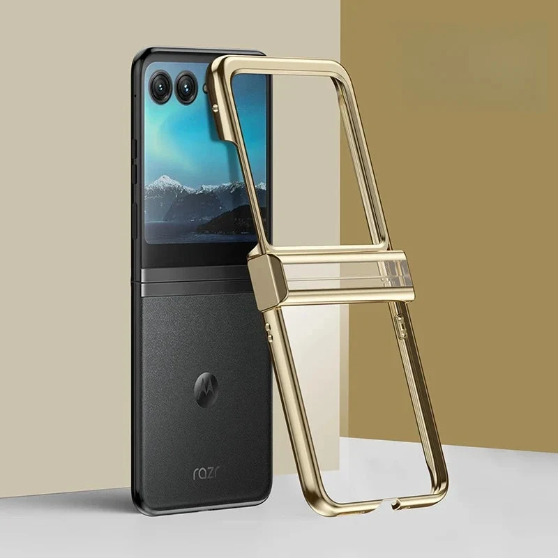 Opvouwbare Smartphone Hoesje Transparant TPU Metalen Randen Scharnierbescherming Krasbestendig Beschermhoes | Sansoti