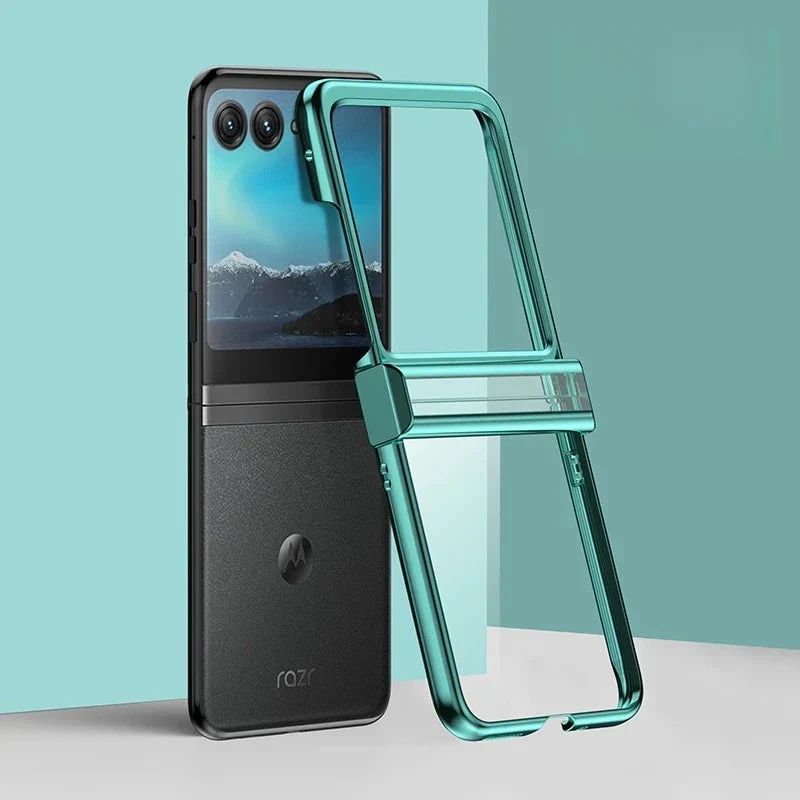 Opvouwbare Smartphone Hoesje Transparant TPU Metalen Randen Scharnierbescherming Krasbestendig Beschermhoes | Sansoti