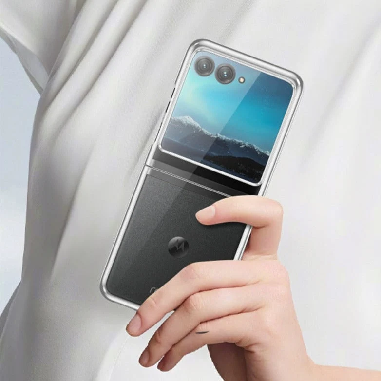Opvouwbare Smartphone Hoesje Transparant TPU Metalen Randen Scharnierbescherming Krasbestendig Beschermhoes | Sansoti