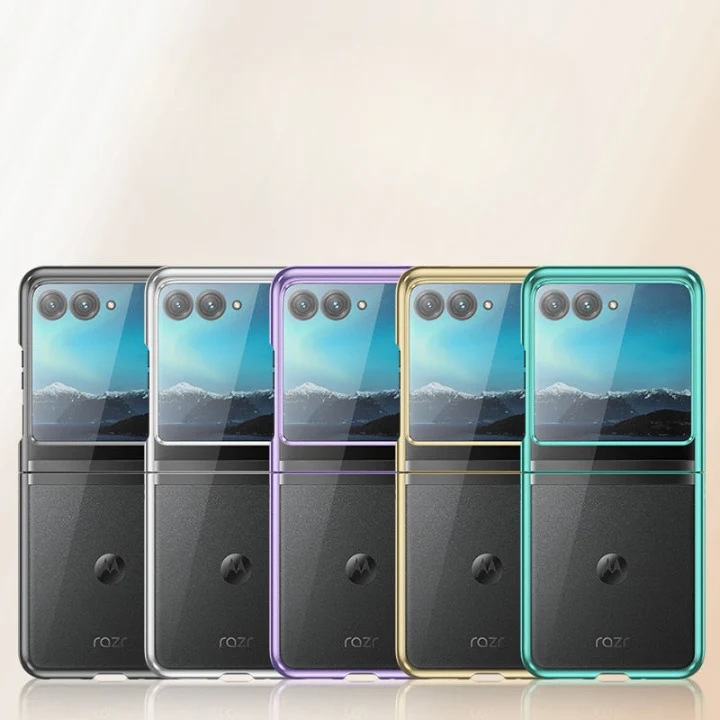 Opvouwbare Smartphone Hoesje Transparant TPU Metalen Randen Scharnierbescherming Krasbestendig Beschermhoes | Sansoti